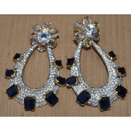 Sapphire Studded American Diamonds Earrings
